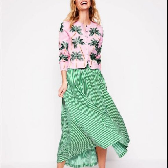 BODEN Bead Embellished Palm Trees Cardigan Soft Pink NWT - Picture 5 of 6